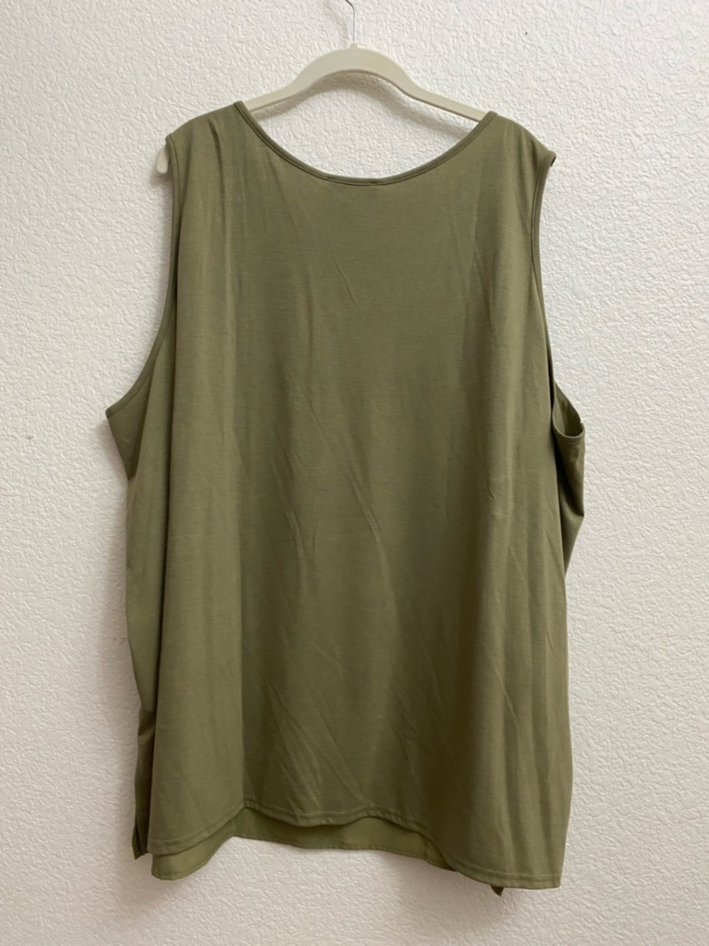DG2 by Diane Gilman 4X Olive Green Layered Cold Shoulder Tunic Top NWT - Picture 7 of 7
